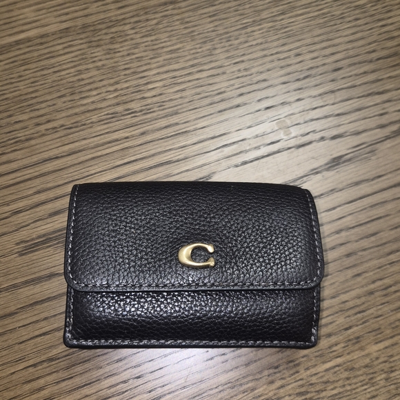 Coach Handbags - Coach Leather Card Holder with Gold Accent